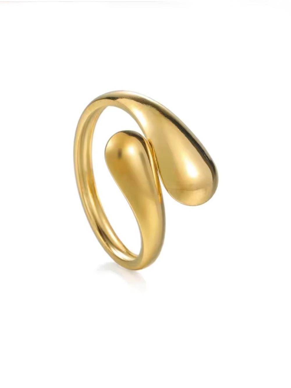 Drip Drop Bypass Ring 18k Gold Plate Liquid Molten Metal Teardrop AP20 JN04